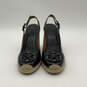 Womens Black Patent Leather Round Toe Espadrille Slingback Heels Size 7 M image number 2