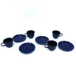 VTG Fiestaware Cobalt Blue Set of 4 Coffee Cups & Saucers