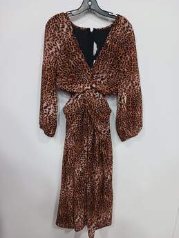 Women's Ranna Gill Leopard Print Cut Out Midi Dress Sz M NWT
