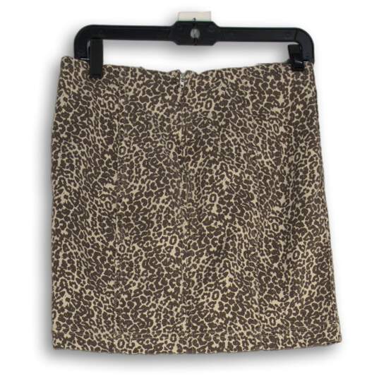 NWT Free People Womens Brown Tan Animal Print Back Zip Mini Skirt Size 10 image number 2