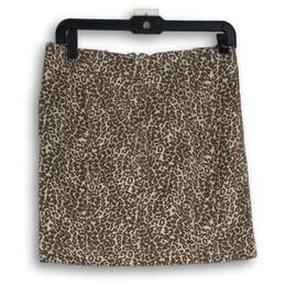 NWT Free People Womens Brown Tan Animal Print Back Zip Mini Skirt Size 10 alternative image