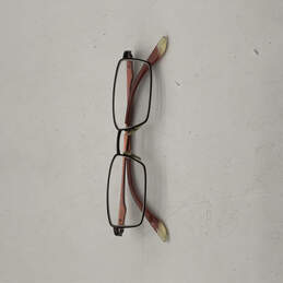 Womens Black Pink Metal Frame Full-Rim Rectangular Reading Eyeglasses