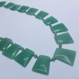 Sterling Silver Aventurine Bead & Square Link 22inch Necklace 97.4g