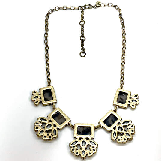Designer J. Crew Gold-Tone Tortoise Shell Crystal Stone Statement Necklace image number 3