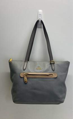 Coach Pebble Leather Taylor Gallery Tote Grey