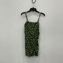 Womens Green Sleeveless Floral Pullover Modern Mini Dress Size Small