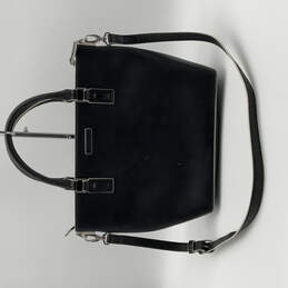 Womens Black Leather Detachable Crossbody Strap Bottom Studs Tote Bag