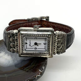 Designer Brighton Hamilton Silver-Tone Square Dial Bracelet Wristwatch
