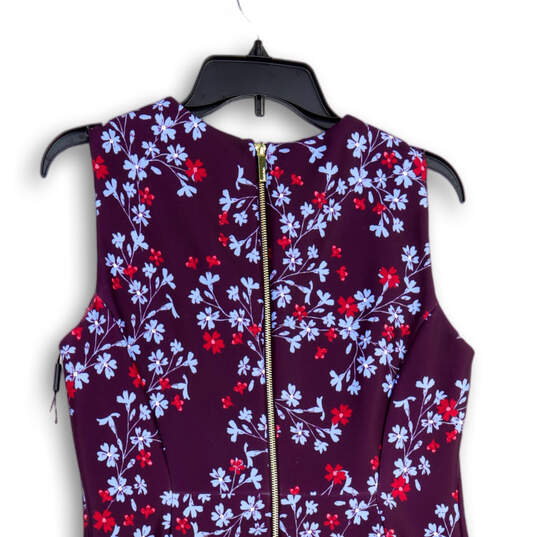 NWT Womens Purple Floral Sleeveless Round Neck Back Zip Sheath Dress Sz 12 image number 4