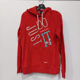 Nike "Just Do It" Red Pullover Hoodie Women's Size L
