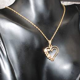 Landstrom's 10K Black Hills Gold White Sapphire Accent Heart Pendant w/ 14K Chain Necklace - 4.2g