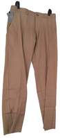 NWT Mens Khaki Flat Front Pocket Straight Leg Formal Dress Pants image number 1