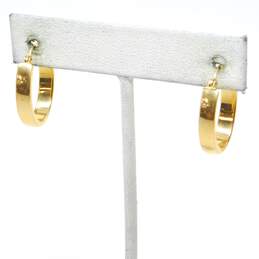 14K Yellow Gold Elongated Hoop Earrings 1.6g