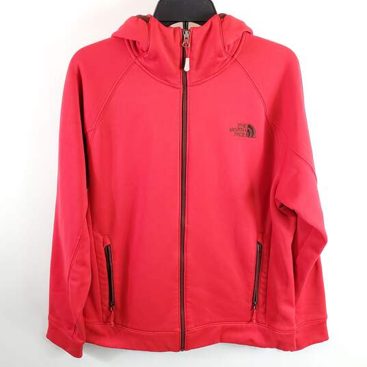 The North Face Men Red Hoodie Zip Up Sweater L image number 1