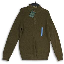 NWT G.H. Bass & Co. Mens Green Long Sleeve Knitted Henley Sweater Size Medium