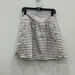 Womens Black White Striped Pleated Side Zip Regular Fit A-Line Skirt Sz XS