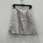 Womens Black White Striped Pleated Side Zip Regular Fit A-Line Skirt Sz XS image number 1