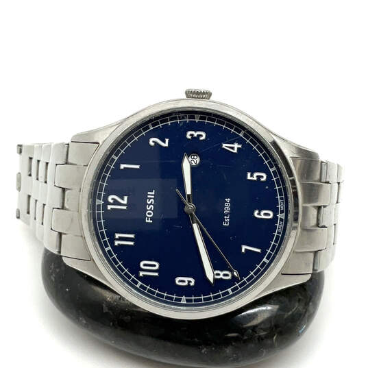 Designer Fossil FS5593 Stainless Steel Blue Round Dial Quartz Wristwatch image number 2