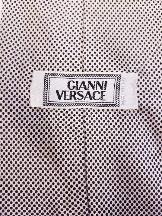 Vintage Gianni Versace Italy 90s Gold Baroque Print Polka Dot Silk Neck Tie 57 inch image number 4