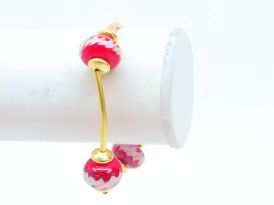 Artisan Gold Filled & Glass Bead Drop Earrings Necklace & Bracelet 39.3g image number 3