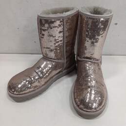 WOMEN'S SHINY SEQUINS UGGS BOOTS SIZE 8