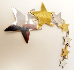 Vintage Taxco 925 Modernist Two Tone Graduated Star Statement Brooch 16.4g