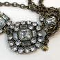 Designer J. Crew Silver-Tone Rhinestone Crystal Cluster Statement Necklace image number 4