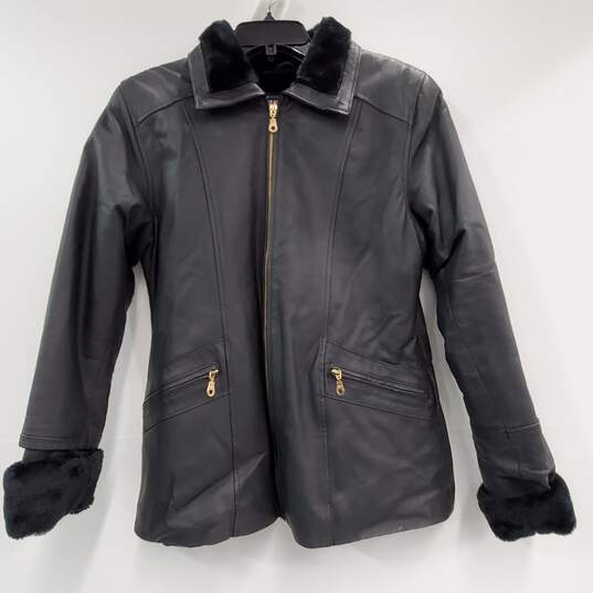 Reliable Source Men Leather Bomber Jacket M image number 3