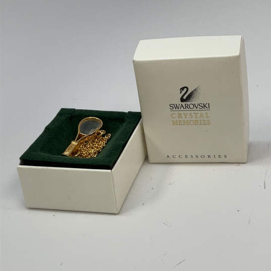 Designer Swarovski Gold-Tone Link Chain Pendant Necklace With Box image number 4