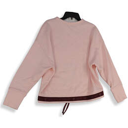 Womens Pink Long Sleeve Crew Neck Tie Waist Pullover Sweatshirt Size Large alternative image