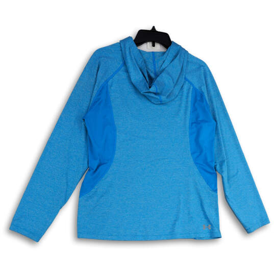 Womens Blue Long Sleeve Hooded Activewear Pullover T-Shirt Size Large image number 2