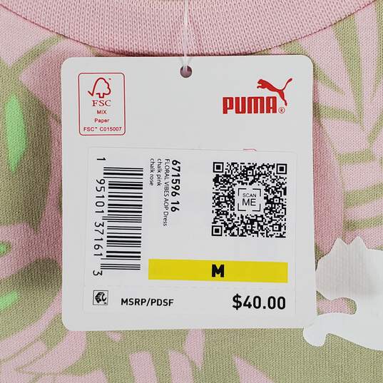 Puma Pink & Green Floral Print T-Shirt Dress M NWT image number 3