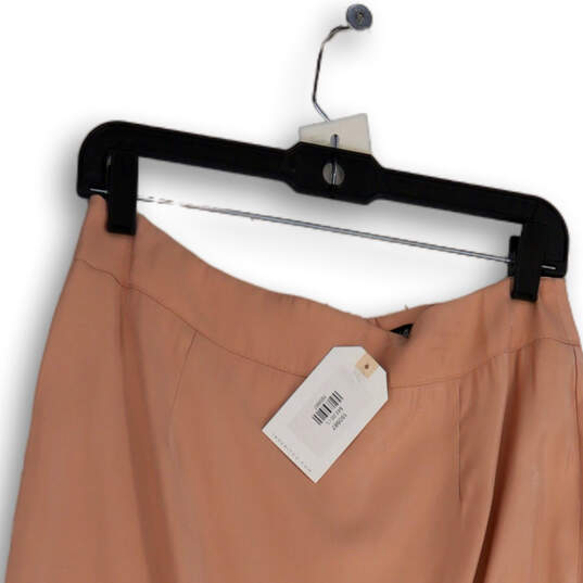 NWT Womens Brown Flat Front Back Zip Straight & Pencil Skirt Size Large image number 4