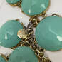 Designer J. Crew Gold-Tone Blue Green Crystal Cut Stone Statement Necklace image number 4