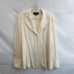 Classiques Entier Women's Cream Silk Button Up Blouse Size XL