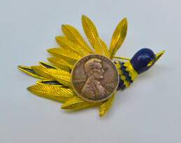 Vintage 1960s St Labre Blue Enamel & Gold Tone Flying Bird Statement Brooch alternative image