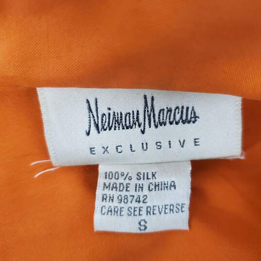 VTG Neiman Marcus WM's Orange Cruiser 100% Silk Hooded Jacket Size SM image number 3