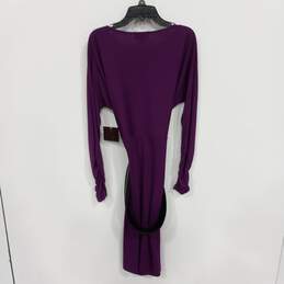 Anne Klein Collection Women's Plum Long Sleeve Dress Belted Size Small NWT alternative image