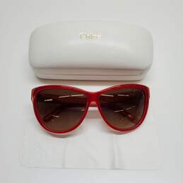 AUTHENTICATED CHLOE CE602S RED CAT EYE SUNGLASSES W/ CASE