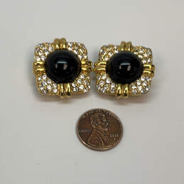 Designer Joan Rivers Gold-Tone Black Stone Rhinestone Stud Earrings alternative image