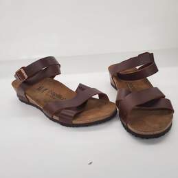 Birkenstock Papillio Women's Lola Brown Leather Ankle Strap Sandals Size 9.5