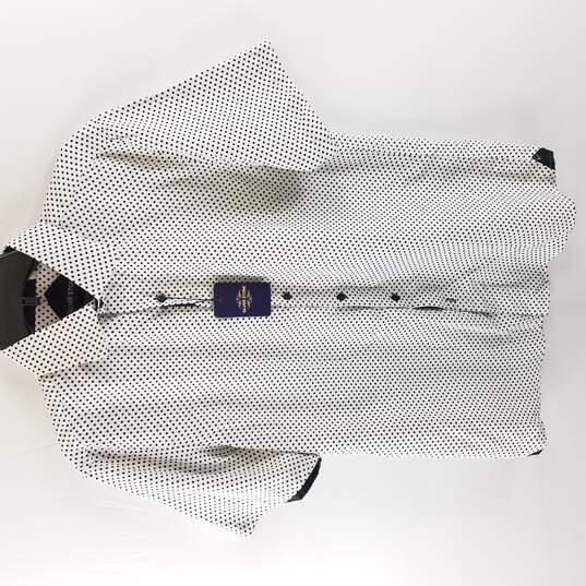 Silver Stone Modern Fit Men White Black Polka Dot Short Sleeve Button Up L NWT image number 1
