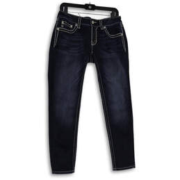Womens Blue Denim Medium Wash Pockets Stretch Straight Leg Jeans Size 29
