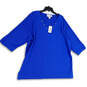 NWT Womens Blue V-Neck 3/4 Sleeve Pullover Tunic Blouse Top Size 3X image number 1