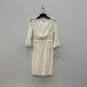 NWT Womens Ivory Bell Sleeve Round Neck Key Hole Back Blouson Dress Size 2 image number 1