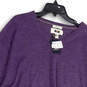 NWT Womens Purple Long Sleeve V-Neck Stretch Pullover Sweater Size 3x image number 4