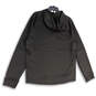 Mens Black Hooded Quarter-Zip Long Sleeve Pullover Sweatshirt Size Large image number 2