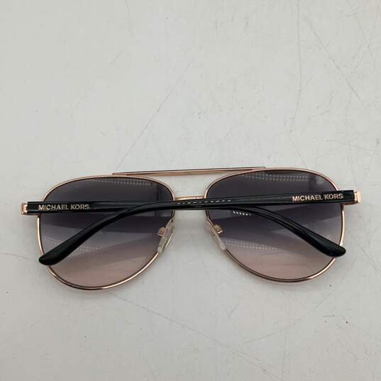 Womens MK5007 Hvar Rose Gold Black Full-Rim Aviator Sunglasses With Case image number 2
