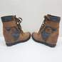 Sorel Lexie Women Wedge Boots Brown Gray Felt Leather Round Toe Lace Up Size 6.5 image number 4