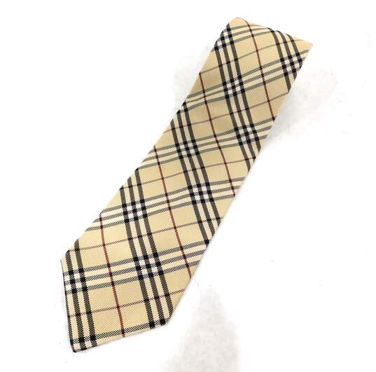 Burberry London Classic Beige Check Plaid Men's Tie with COA image number 1
